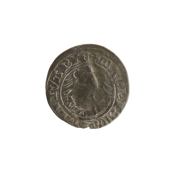 Lithuanian half-grosz, Sigismund I the Old (King of Poland; 1506–1548). Obverse: Pogon (Lithuanian