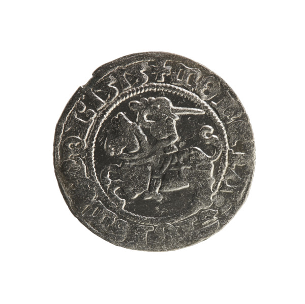 Lithuanian half-grosz, Sigismund I the Old (King of Poland; 1506–1548). Obverse: Pogon (Lithuanian