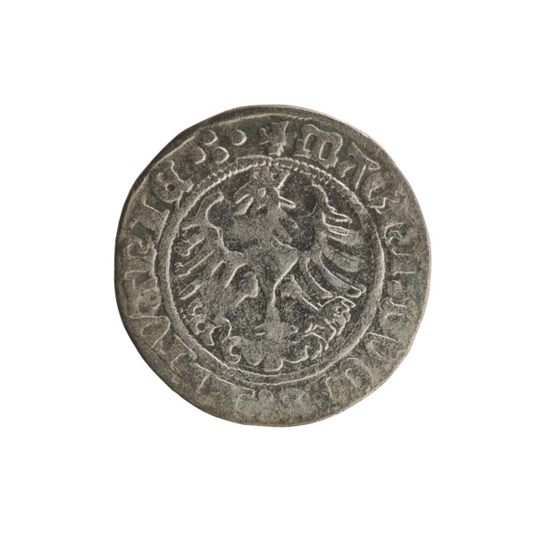 Lithuanian half-grosz, Sigismund I the Old (King of Poland; 1506–1548). Silver coin (1515).