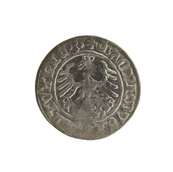 Lithuanian half-grosz, Sigismund I the Old (King of Poland; 1506–1548), 1515. Obverse: Pogon