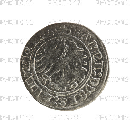 Lithuanian half-grosz, Sigismund I the Old (King of Poland; 1506–1548), 1515. Obverse: Pogon