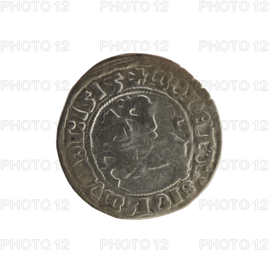 Lithuanian half-grosz, Sigismund I the Old (King of Poland; 1506–1548), 1515. Obverse: Pogon