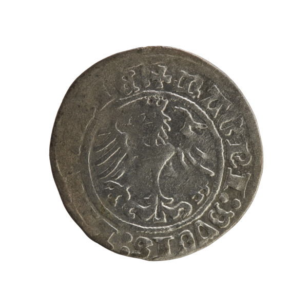Lithuanian half-grosz, Sigismund I the Old (king of Poland; 1506–1548). R8 (rarity). Polish coin of