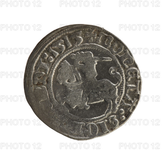 Lithuanian half-grosz, Sigismund I the Old (King of Poland; 1506–1548), 1515. Obverse: Pogon
