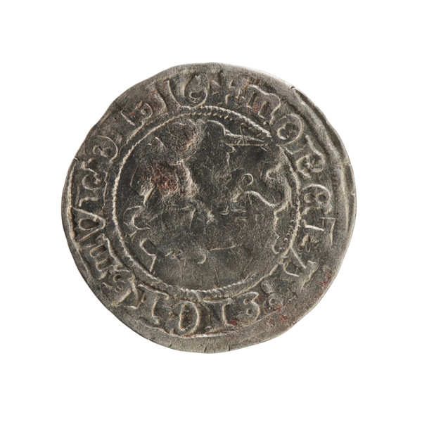 Lithuanian half-grosz, Sigismund I the Old (King of Poland; 1506–1548). Obv.: Pogon (coat of arms