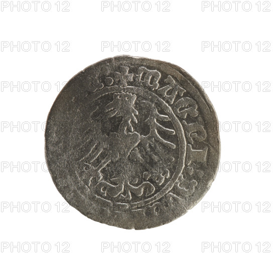 Lithuanian half-grosz, Sigismund I the Old (King of Poland; 1506–1548). Obverse: Pogon (Lithuanian