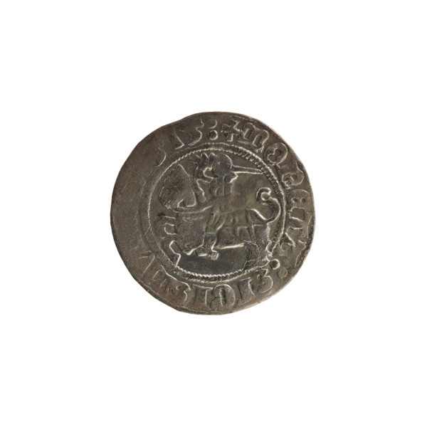 Lithuanian half-grosz, Sigismund I the Old (King of Poland; 1506–1548). Obverse: Pogon (coat of