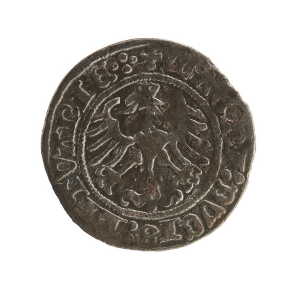 Lithuanian half-grosz, Sigismund I the Old (King of Poland; 1506–1548). Silver coin dated 1516.