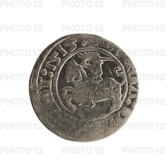 Lithuanian half-grosz, Sigismund I the Old (King of Poland; 1506–1548). Silver coin (half-grosz),