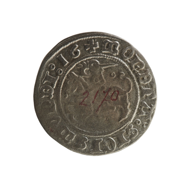 Lithuanian half-grosz, Sigismund I the Old (king of Poland; 1506–1548). R8 (rarity). Polish coin of