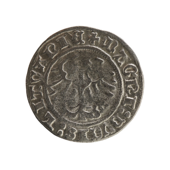 Lithuanian half-grosz of Sigismund I the Old (king of Poland; 1506–1548). Obverse: Pogon