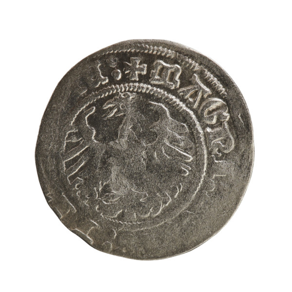 Lithuanian half-grosz, Sigismund I the Old (king of Poland; 1506–1548). Obv.: Pogon (Lithuanian