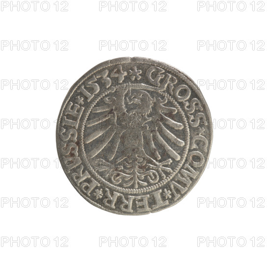 Prussian grosz, Sigismund I the Old (King of Poland; 1506–1548). Obv.: Crowned male bust in profile