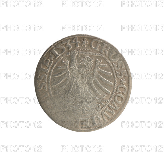 Prussian grosz, Sigismund I the Old (King of Poland; 1506–1548), Polish coin, Jagiellonian dynasty.