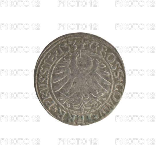 Prussian grosz, Sigismund I the Old (King of Poland; r. 1506–1548), 1534. Obverse: Crowned male