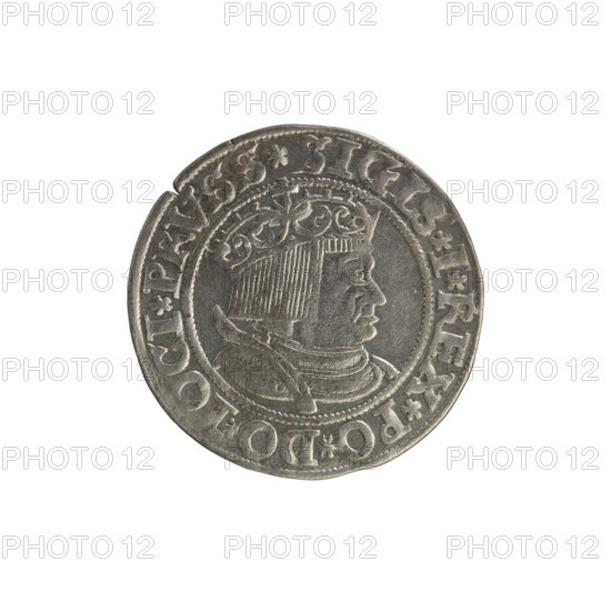 Prussian grosz of Sigismund I the Old (King of Poland, r. 1506–1548), 1534. Obverse: crowned male