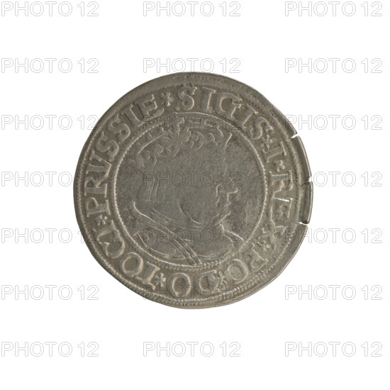 Prussian grosz, Sigismund I the Old (King of Poland; 1506–1548). Silver coin (grosz), 1534, Torun,