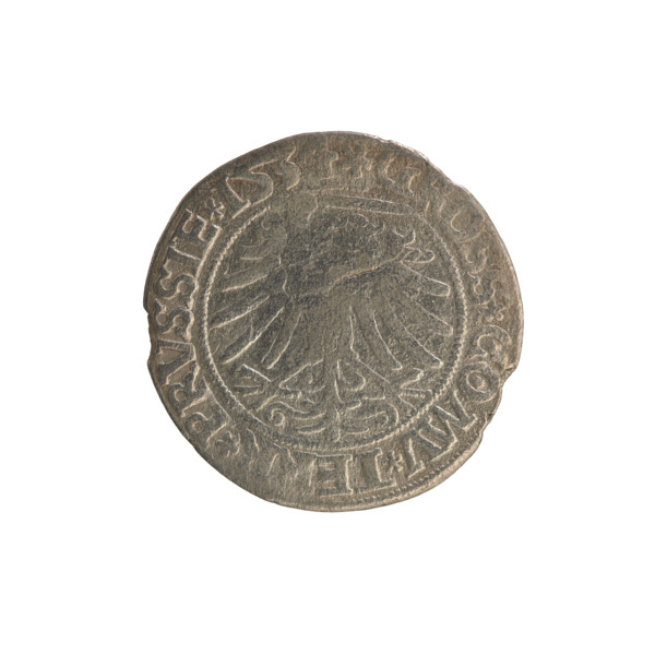 Prussian grosz, Sigismund I the Old (King of Poland; 1506–1548). Obverse: crowned male bust in
