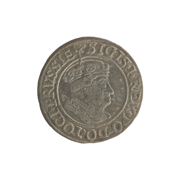 Prussian grosz, Sigismund I the Old (King of Poland; 1506–1548); Polish coin, Jagiellonian dynasty.