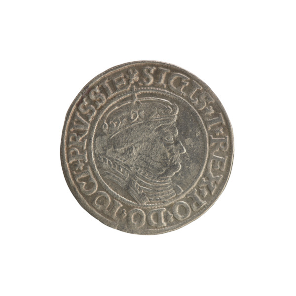 Prussian grosz, Sigismund I the Old (King of Poland; 1506–1548). Polish coin, Jagiellonian dynasty.