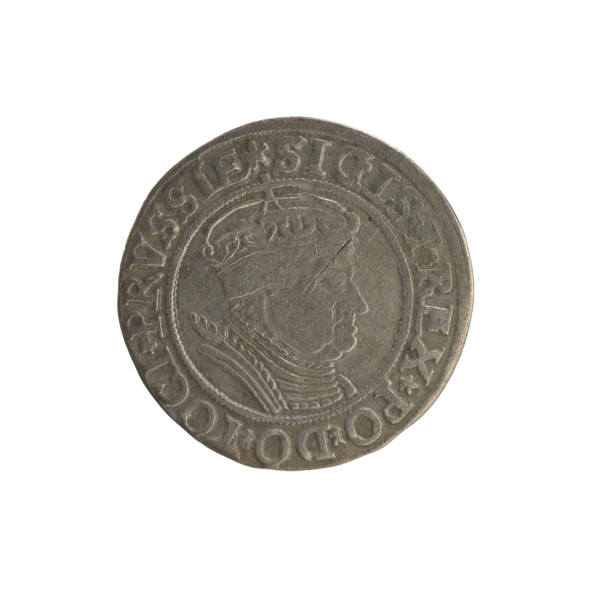 Prussian grosz, Sigismund I the Old (King of Poland; 1506–1548); Polish coin, Jagiellonian dynasty.
