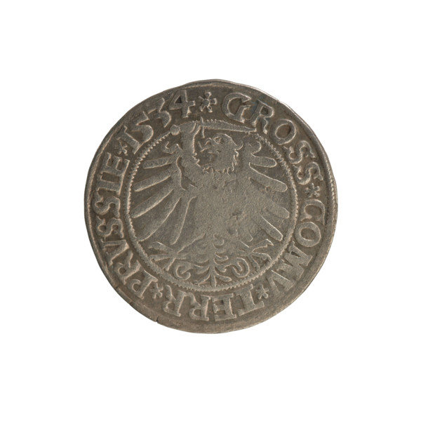 Prussian grosz, Sigismund I the Old (King of Poland; 1506–1548). Silver coin (grosz), 1534, Torun,