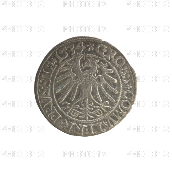 Prussian grosz, Sigismund I the Old (King of Poland; 1506–1548). Silver coin (grosz), 1534, Torun,
