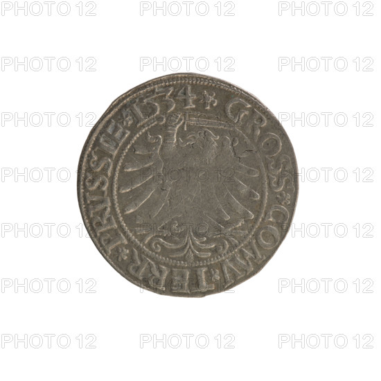 Prussian grosz, Sigismund I the Old (King of Poland; 1506–1548). Silver coin (grosz), 1534, Torun,
