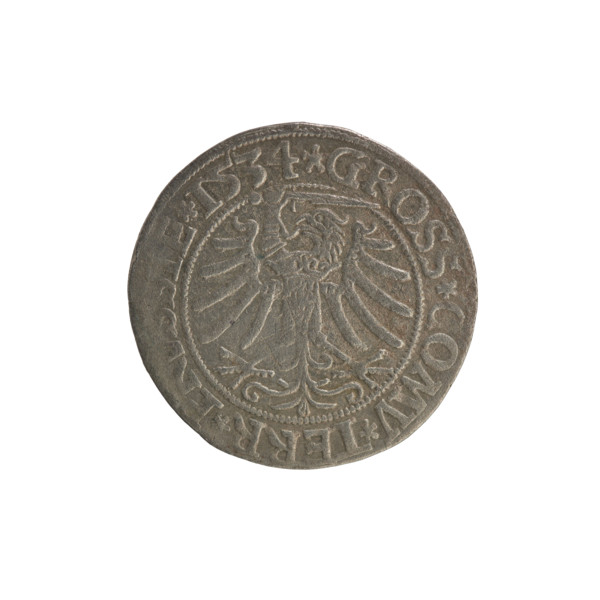 Prussian grosz, Sigismund I the Old (King of Poland; 1506–1548); Polish coin; Jagiellonian dynasty;