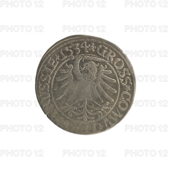 Prussian grosz, Sigismund I the Old (King of Poland; 1506–1548). Silver coin (grosz), 1534, Torun,