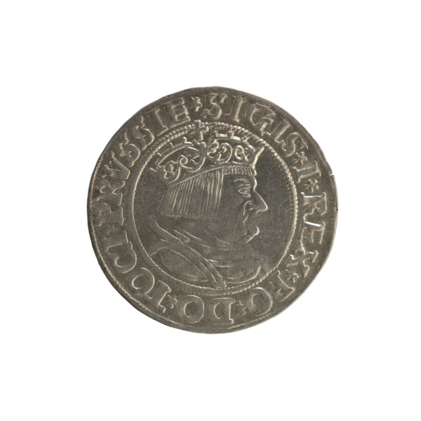 Prussian grosz, Sigismund I the Old (King of Poland; 1506–1548), Polish coin, Jagiellonian dynasty;