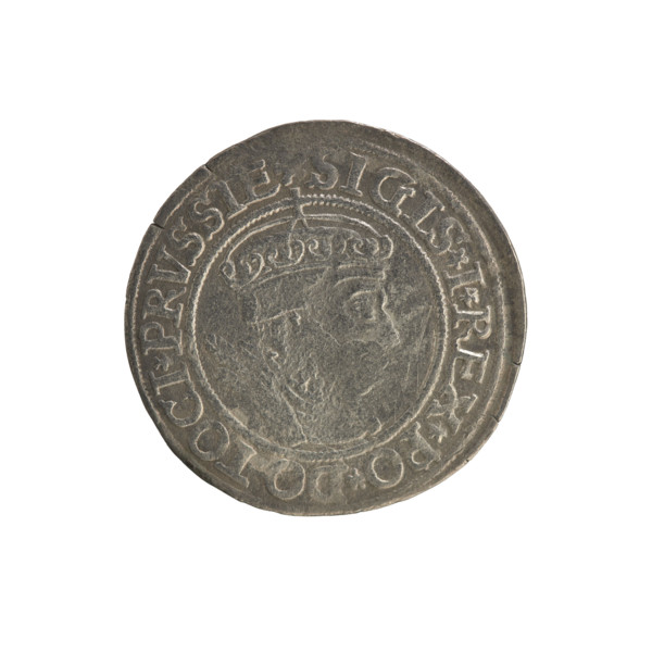 Prussian grosz, Sigismund I the Old (King of Poland; 1506–1548). Obverse: Crowned male bust in