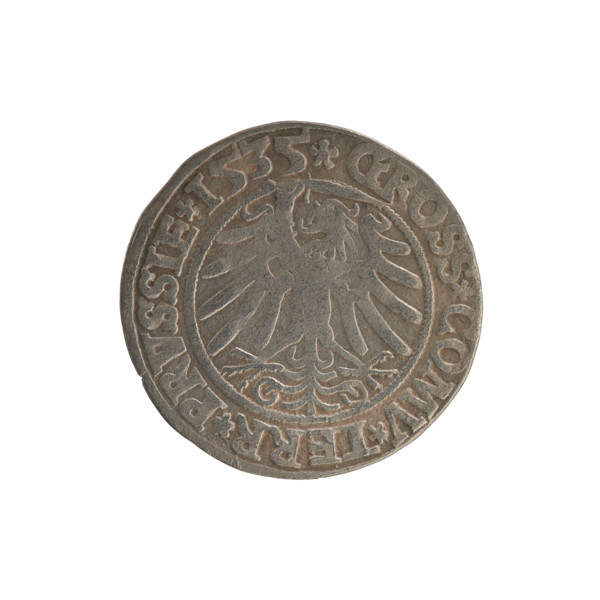 Prussian grosz, Sigismund I the Old (King of Poland; 1506–1548). Silver coin (grosz), 1535, Torun,