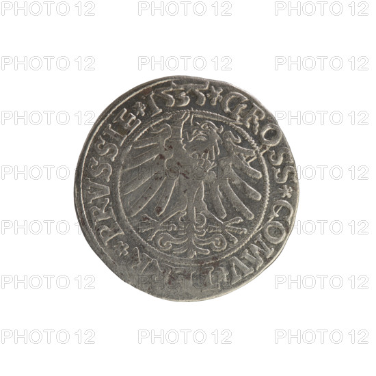 Prussian grosz, Sigismund I the Old (King of Poland; 1506–1548). Silver coin (grosz), 1535, Torun,
