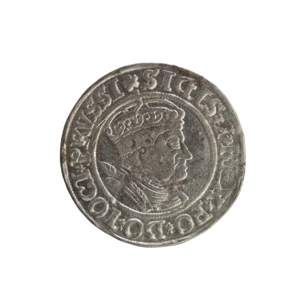 Prussian grosz, Sigismund I the Old (King of Poland; 1506–1548). Polish coin, Jagiellonian dynasty.