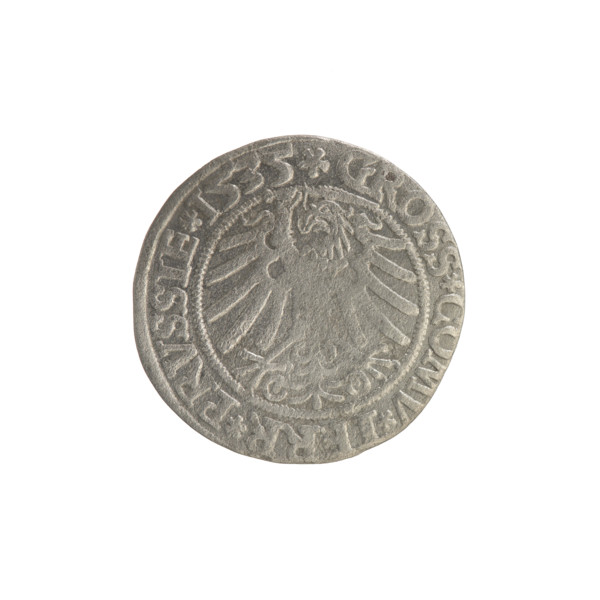 Prussian grosz, Sigismund I the Old (King of Poland; 1506–1548); obverse: crowned male bust in