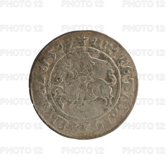 Lithuanian half-grosz, Sigismund I the Old (king of Poland; 1506–1548). Polish coin of the