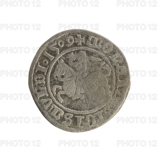 Lithuanian half-grosz, Sigismund I the Old (King of Poland; 1506–1548); 1509. Obverse: Pogon