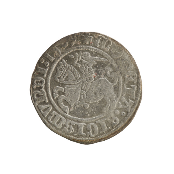 Lithuanian half-grosz, Sigismund I the Old (king of Poland; 1506–1548). Obverse: Pursuer