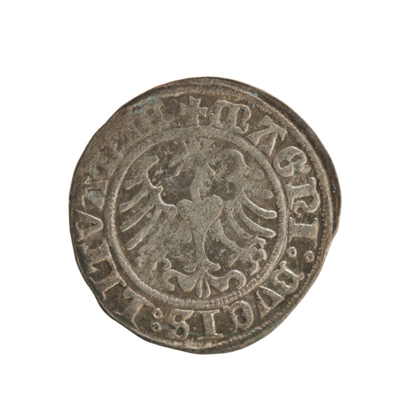Lithuanian half-grosz, Sigismund I the Old (king of Poland; 1506–1548). Polish coin (Jagiellon