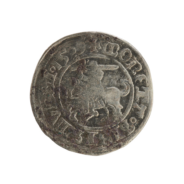 Lithuanian half-grosz, Sigismund I the Old (King of Poland; 1506–1548). Obverse: Pogon (Lithuanian