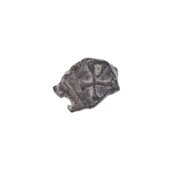 Fragment of a double-sided Drohiczyn seal. On one side a cross with one arm ending in a triangle