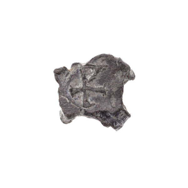 Fragment of a double-sided Drohiczyn seal. On one side, a cross with one arm ending in a triangle