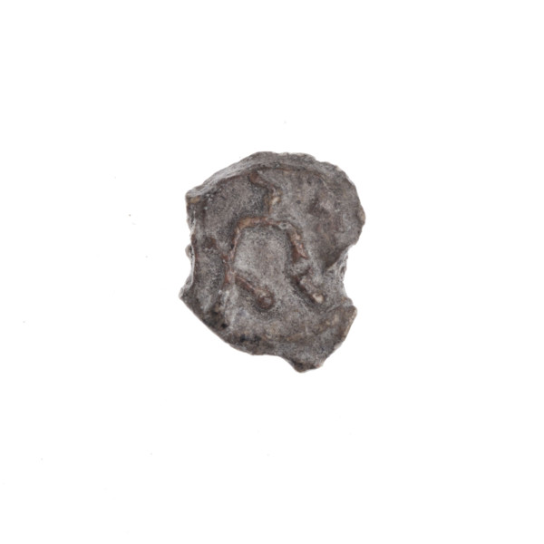 A fragment of a double-sided Drohiczyn seal. On one side, a bident with a crossed-out right arm; on