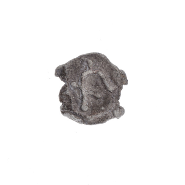 Drohiczyn seal — a fragment of a double-sided seal. One side: a bident with a crossed-out right arm
