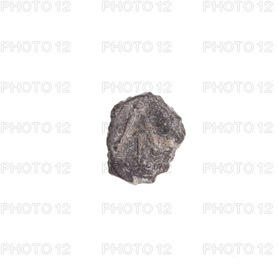 Fraction of a double-sided Drohiczyn seal. On one side the letter A with dots at the ends of the