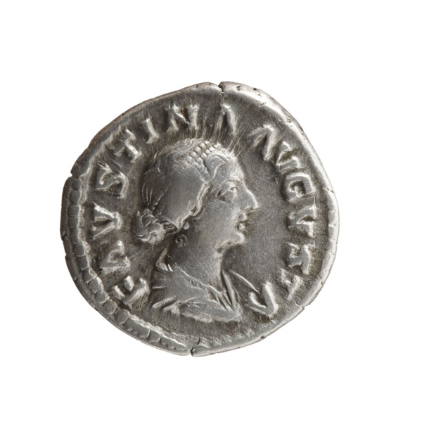 Denarius, portrait bust of Faustina the Younger in drapery facing right, inscribed FAVSTINA