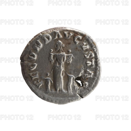 Denarius (with a hole), Faustina the Younger (ca. 130–176; Roman empress 161–176), Marcus Aurelius