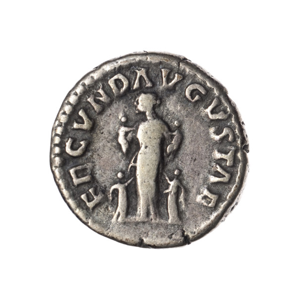 Denarius of Faustina the Younger (ca. 130–176), Roman empress 161–176; Marcus Aurelius (issuer),