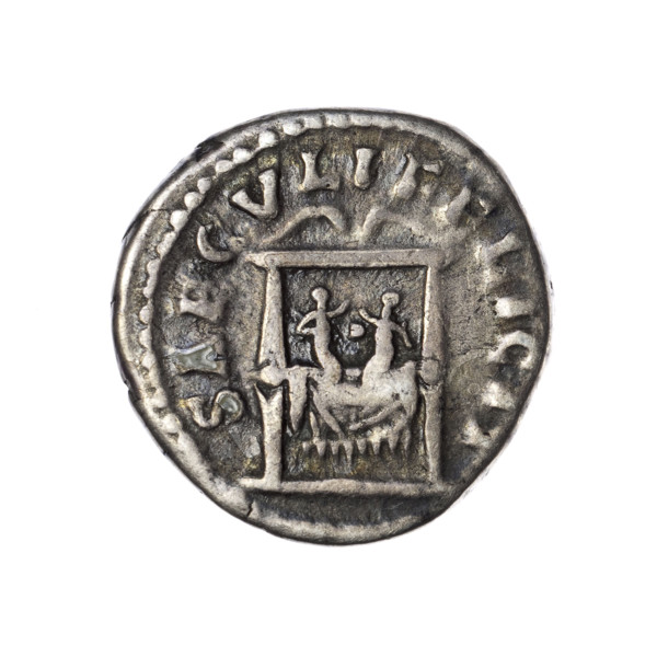 Denarius of Faustina the Younger (ca. 130–176), Roman empress 161–176; Marcus Aurelius (121–180),